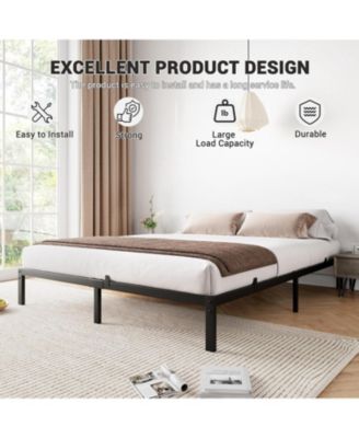 Heavy-duty metal California king bed frame, 6” high, steel slats, no box spring needed.