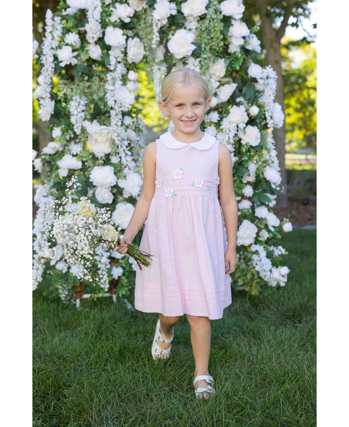 Florence Eiseman Toddler Girls Linen Look Dress With Flowers