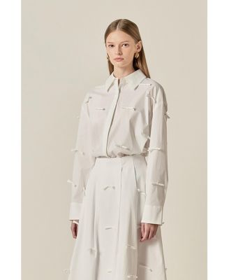 Women's Bow Detailed Drop Shoulder Shirt