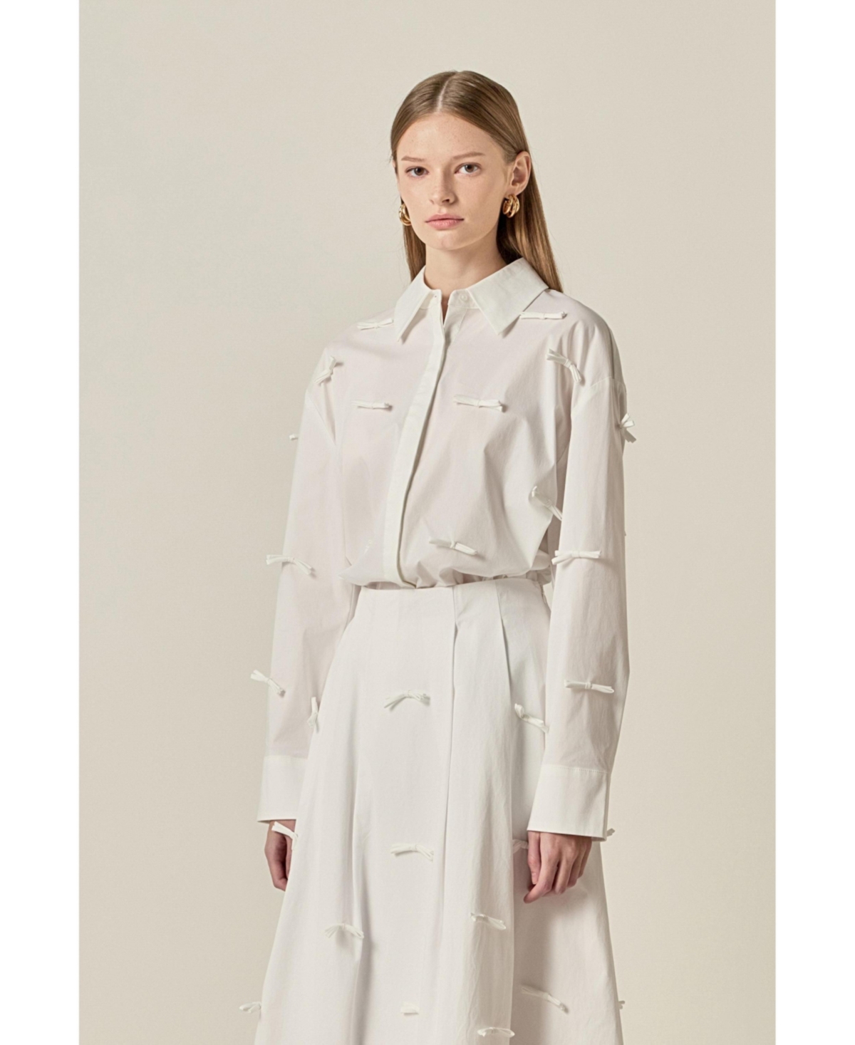English Factory Women's Bow Detailed Drop Shoulder Shirt