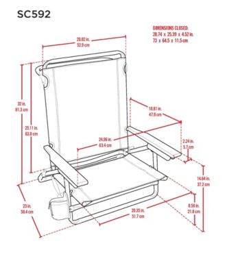 Tommy Bahama 5-Position Classic Lay Flat Backpack Cooler and Cup Holder Beach Chair, Portable Folding Beach Chair for Tanning, 2-Pack, Stripe