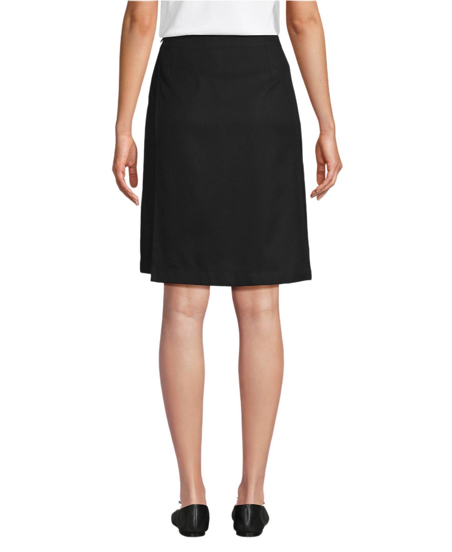 Женская юбка-шорты Lands' End Solid A Line Tab Top of Knee Skort, цвет: Чёрный — фото 2