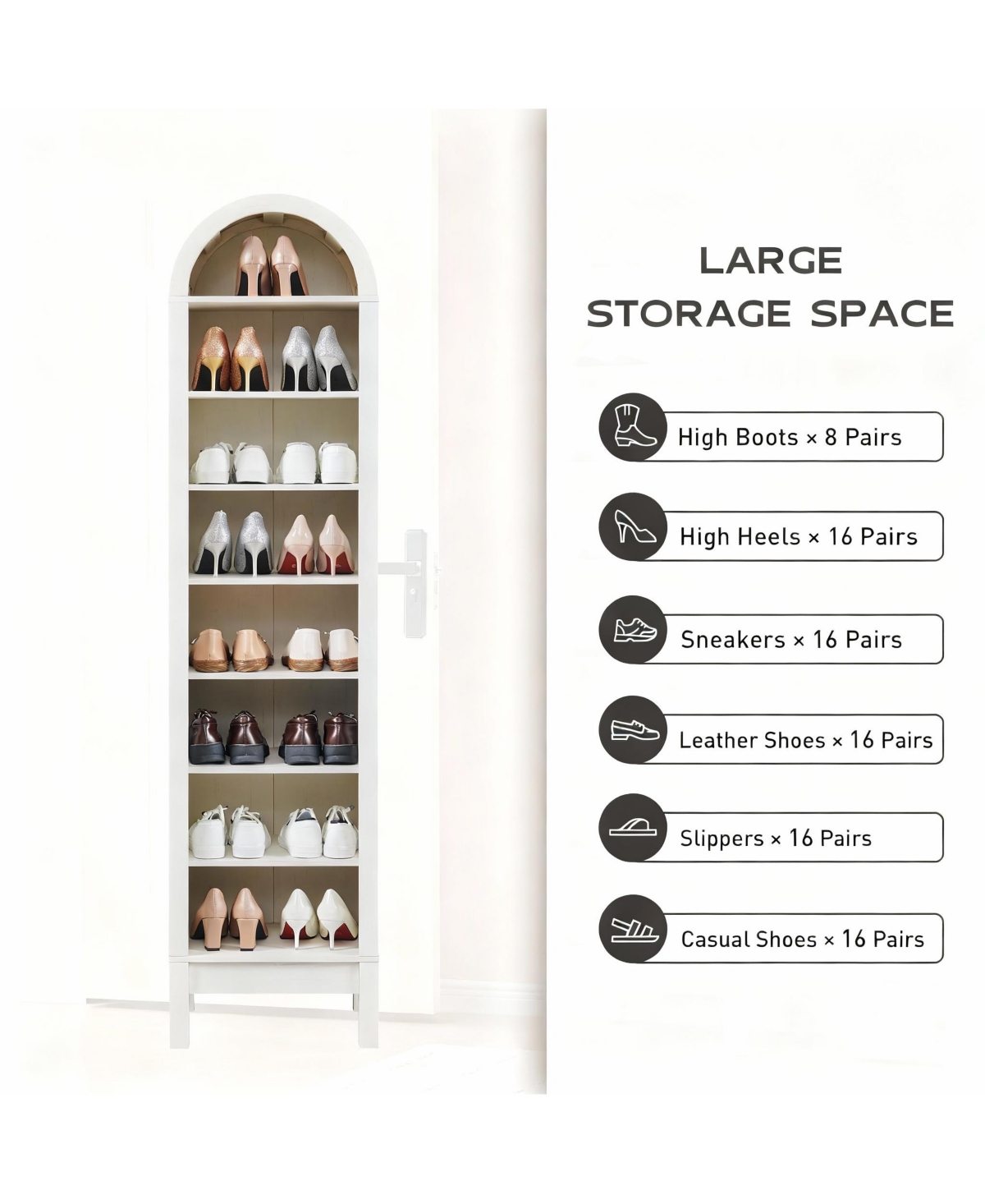 Yigii Space-Saving Tall Arched Book Shelves with Adjustable for Home