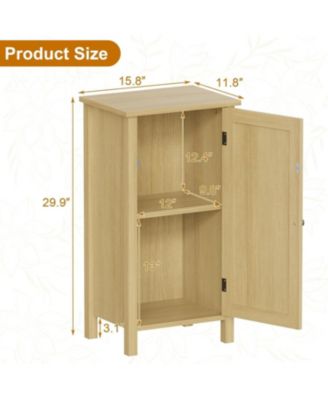 Modern Farmhouse Nightstand with Rattan Door & Drawer  Compact 16" Black Accent Bedside Table Featuring Boho Wood Design.