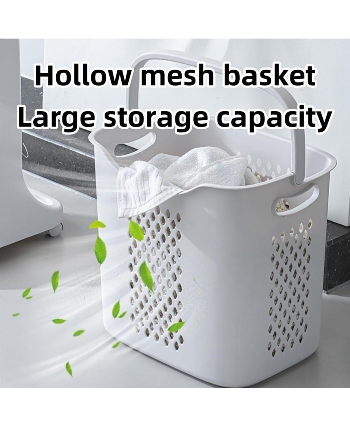 Rainsken 2-Tier Laundry Hamper Sorter, Rolling Laundry Baskets with Wheels, Removable, Stackable Laundry Cart with Hanging Bar for Small Space, Dorm