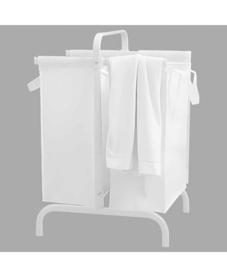 2-Tier Laundry Hamper, 110L Capacity Oxford Clothes Basket with Lid, 2 Removable Bags and Sorting Cards for Bedroom, Laundry Room