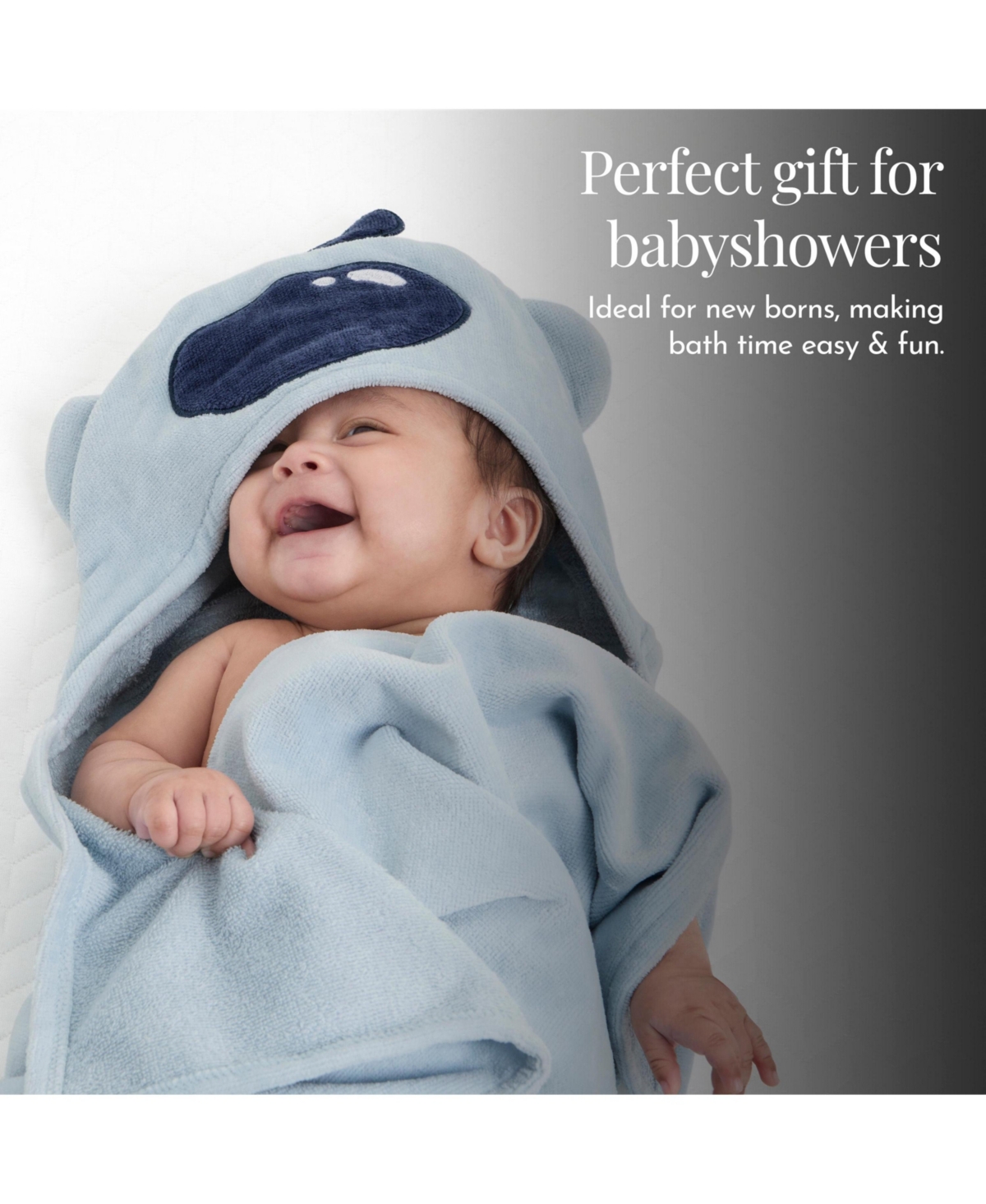 Evolur Baby 6-Piece Gift Set – Hooded Towel & 5 Wash Cloths (Newborn Bath Set, Themed Prints)