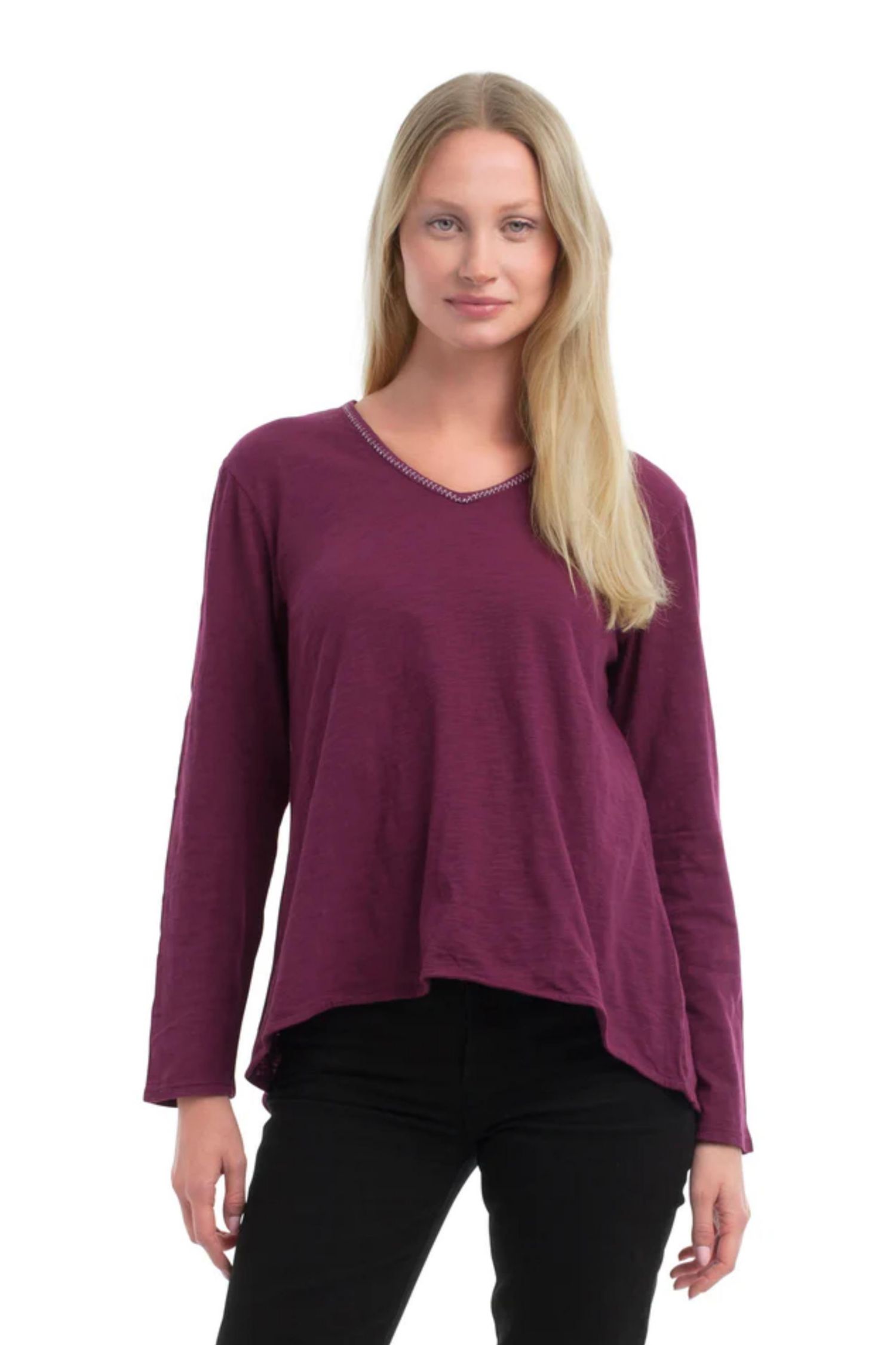 Women's Metallic Thread V-Neck Tee