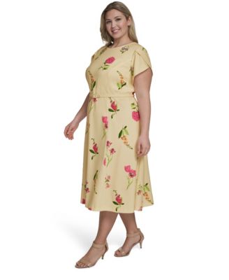 Plus Size Jewel Neck Midi Dress