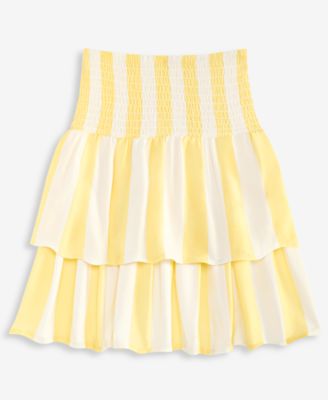 Girls' S-XL Striped Smocked Skirt