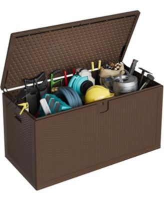 Premium Pro Edition 150 Gallon Lockable Resin DeckBox,Waterproof&UV-Resistant Outdoor Storage Box with Lockable Lid for Outdoor Cushion Storage