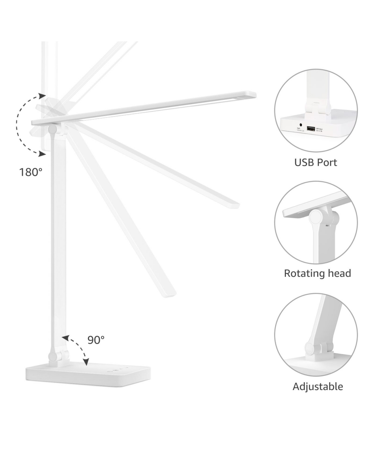 Lepro Led Desk Lamp with charging port, 650LM Touch Control, 5 Brightness Level