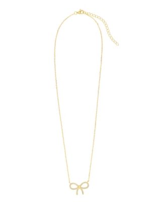 Cubic Zirconia 14k Gold Over Bow Necklace