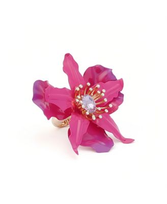 Faux Stone Hothouse Bloom Orchid Cocktail Ring