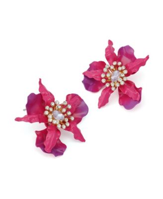 Faux Stone Hothouse Bloom Orchid Post Earrings