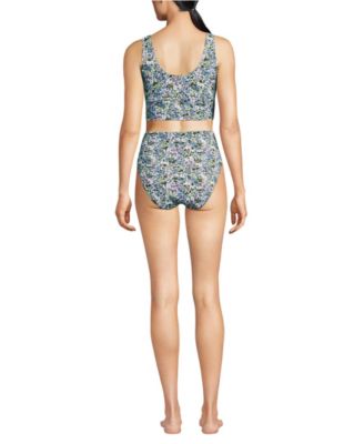 Women's Tugless Midkini Top and High Waisted Bottom Swimsuit Set