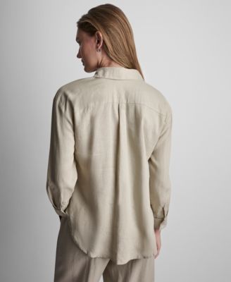 Petite Linen-Blend Long-Sleeve Button-Front Shirt