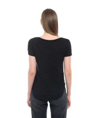 Women's Short Sleeve Shrunken V-Neck Shirttail Tee