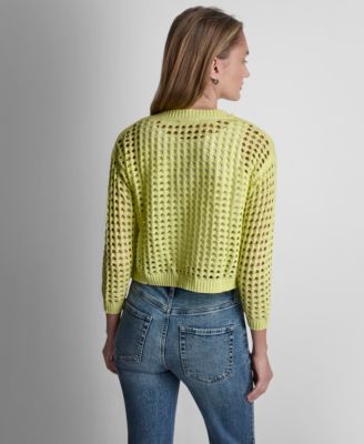 Petite Open-Stitch Drop-Shoulder Cardigan Sweater