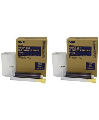 4x6" Paper and Ink Roll Media Set for IDW500 ID Photo Printer, 350 Prints (2-Pack)