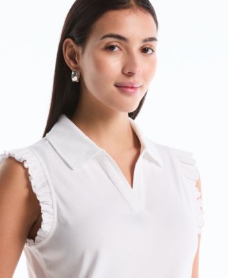 Petite Ruffle Sleeveless Polo Shirt