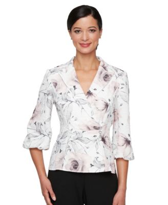 Women's Printed Knit Side Closure V-Neck Top