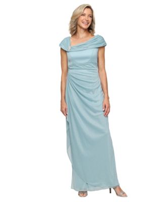 Alex Evenings Women's Glittered Ruched Gown - Mauve - 6