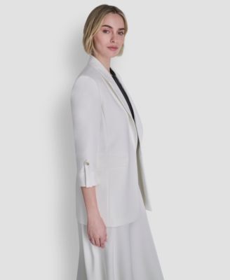 Women's Textured Notch Collar Open-Front Jacket