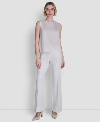 Women's Woven Sleeveless Crew Neck Top