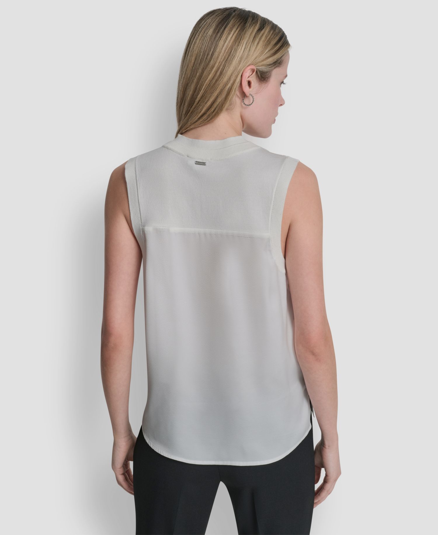 Women's Mixed Media V-Neck Sweater