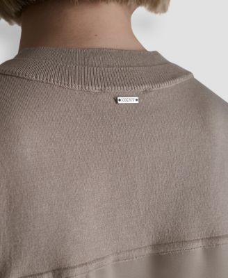 Women's Mixed Media V-Neck Sleeveless Sweater