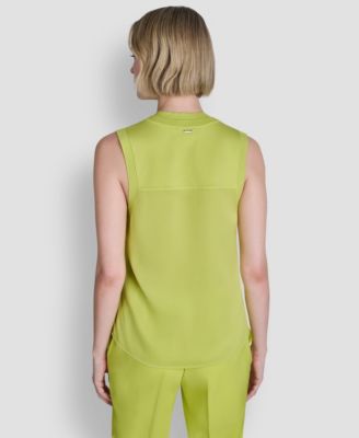 Women's Mixed Media V-Neck Sleeveless Sweater