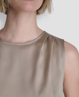 Women's Woven Sleeveless Crew Neck Top