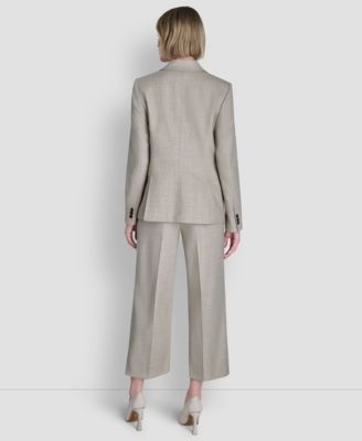 Women's Windowpane Double-Breasted Notch Collar Jacket