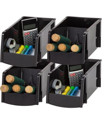 USA Stackable Plastic Storage Bins, 4 Pack