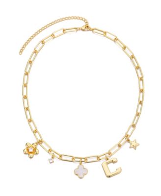 Gold Initial Chunky Charm Necklace