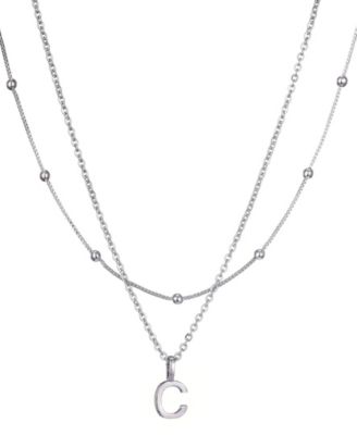 Silver Layered Initial Necklace