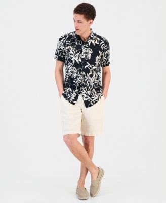 Men's Abstract Watercolor Print Short-Sleeve Shirt