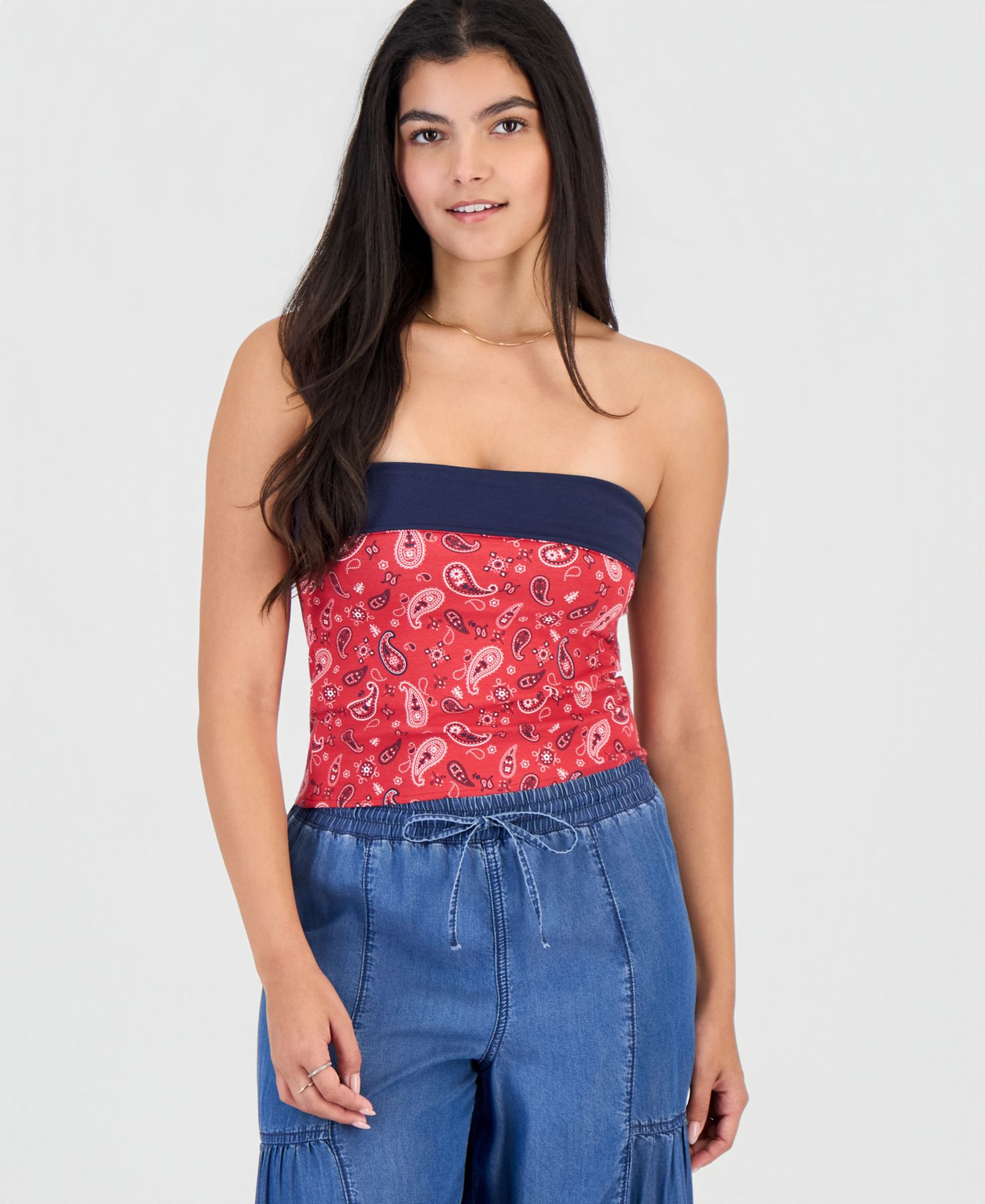 Juniors' Reversible Printed Tube Top