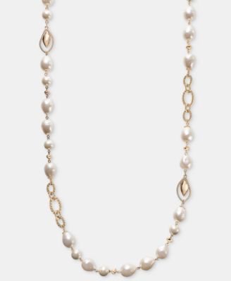 Baroque Imitation Pearl Textured Link 42" Strand Necklace