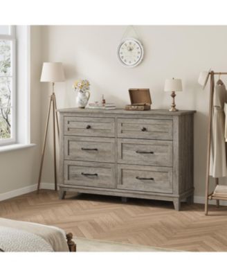 6 Dresser for Bedroom, 47 in Wide Drawer Dresser with Storage Freestanding, Wooden Closet Storage Chest for Living Room, Bedroom, Entryway