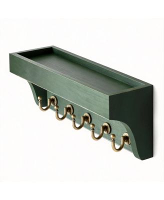 Wood Key Rack with Hooks and Shelves for Entryway Decoration