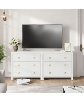 29" Tall 3 Drawer Bedroom Dresser with Clothes Storage Cabinet & Drawer Organizer Chest