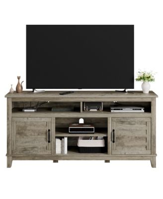 63" MDF Rustic Farmhouse TV Stand for 70" TVs, Height-Adjustable Shelves Media Console