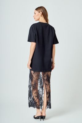 Women's Mixed Media Lace T-Shirt Dress