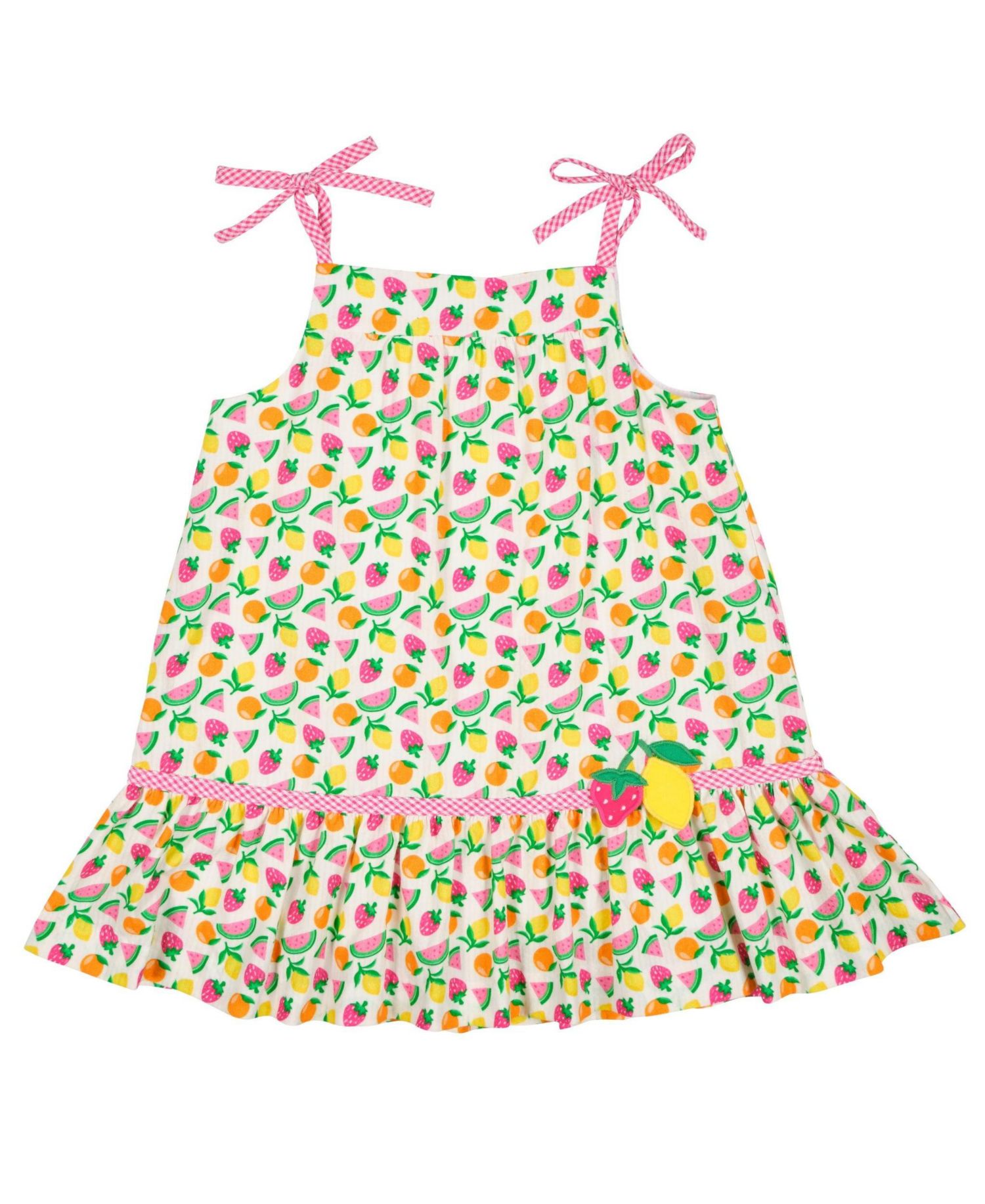 Big Girls Printed Seersucker Dress With Fruit