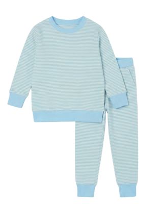 Toddler Boys Seaside Stripe Lounger Bamboo Sweatsuit