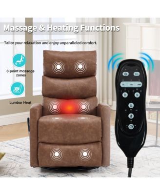 Fabric Rocker & Swivel Manual Recliner Chair with Heat Massage