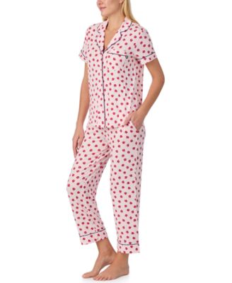 Sleepwear Short-Sleeve Modal Jersey Notch Collar Cropped PJ Set