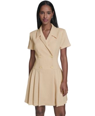 Women's Textured Pleated Shirt Dress